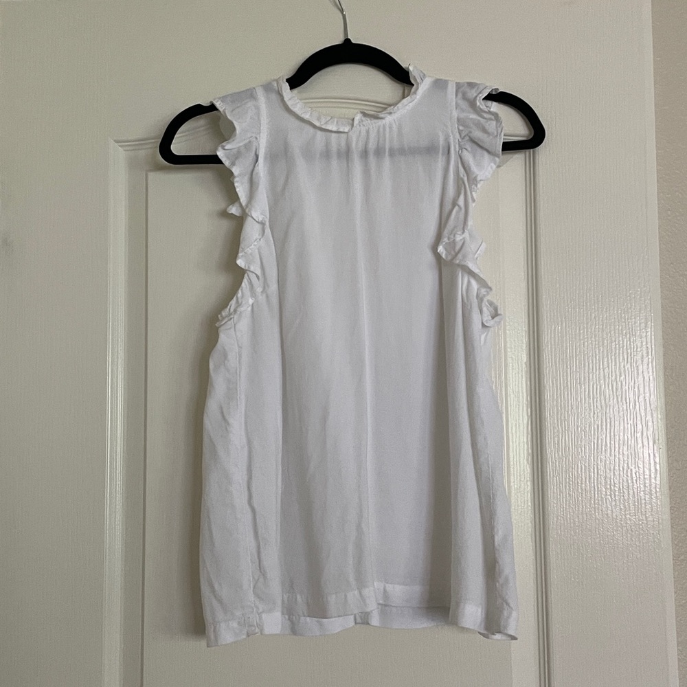 Anthropologie white tank top with button key hole closure in the back